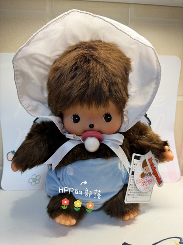 日本正版 Monchhichi 蒙奇奇 贝奇奇 基本款 L号BB男生蓝色公仔