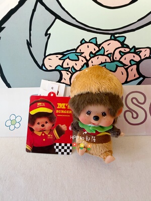 蒙奇奇 monchhichi 日本正版 汉堡店系列 汉堡坐姿小大头挂件