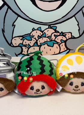 蒙奇奇monchhichi 日本正版 地域 熊本限定 莲藕 西瓜 熊本城挂件
