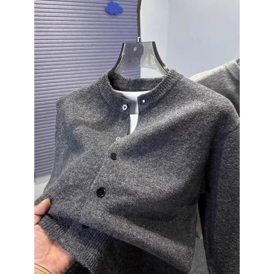 纯色开衫男针织衫毛衣外套秋冬季