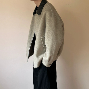 毛呢外套男春装高级感男装男生穿搭男士短款呢子夹克痞帅男款上衣