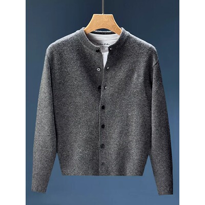 经典百搭纽扣针织圆领开衫男2025秋冬新款慵懒休闲单排扣毛衣外套