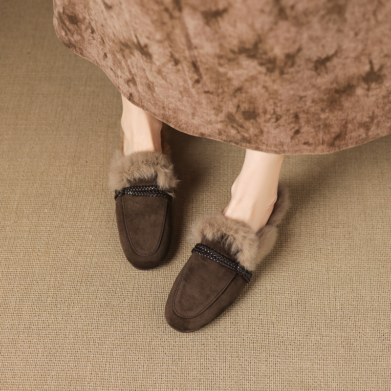 羊反皮兔毛拖鞋女冬季毛毛鞋穆勒