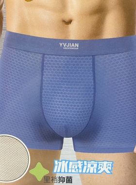 2条云键男士锦纶提花镂空冰丝内裤 易洗舒适薄透气提花网孔平角男