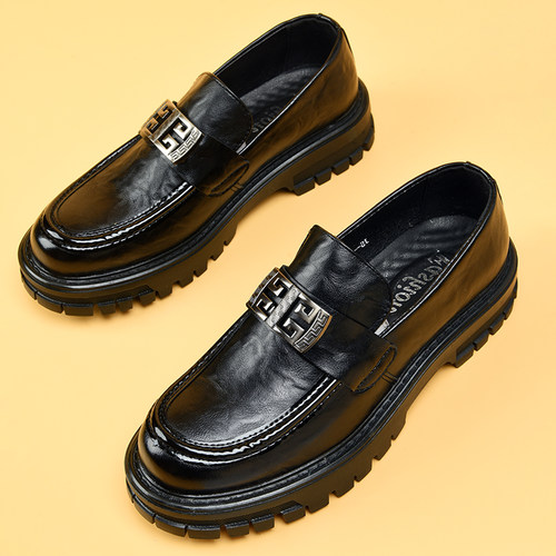 商务休闲男鞋高级感男士皮鞋年轻款2026新款婚礼一脚蹬乐福鞋男款