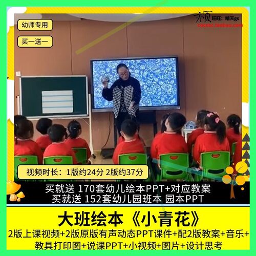 幼儿园优质公开课大班语言绘本《小青花》视频PPT课件教案