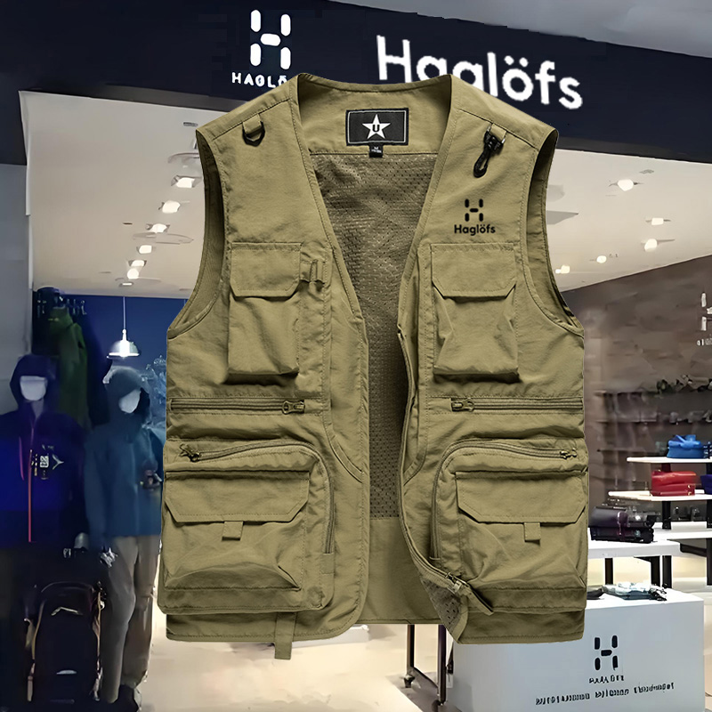 HAGLOFS火柴棍马甲男款薄款户外摄影钓鱼坎肩多口袋工装速干背心