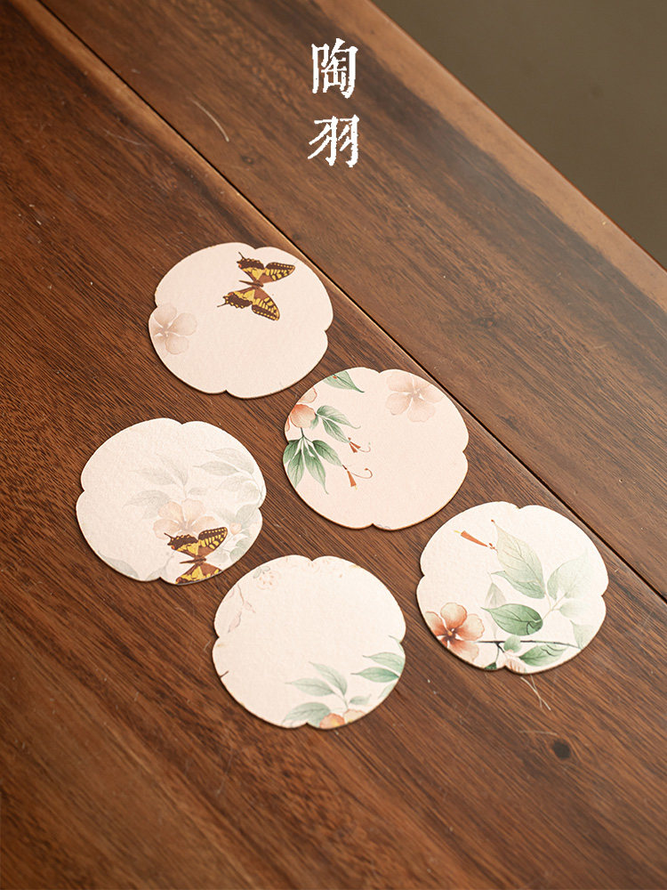 花草套杯垫防水双面中国布壶防滑垫碟功夫茶具茶道配件