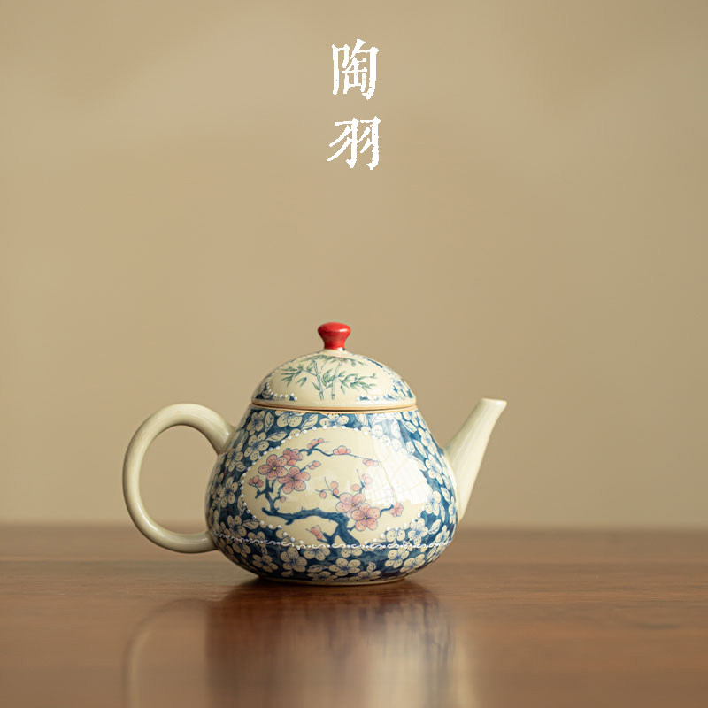宫墙红梅兰竹菊小梨壶家用陶瓷茶壶防烫泡茶器功夫茶具泡茶壶单壶