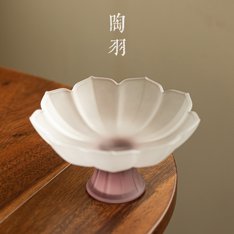 玻璃高足莲花茶点盘糕点盘