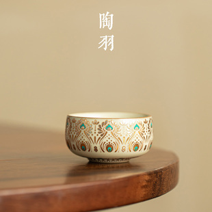 汝窑敦煌凤翎平川杯家用陶瓷茶杯主人杯个人专用品茗杯功夫茶具