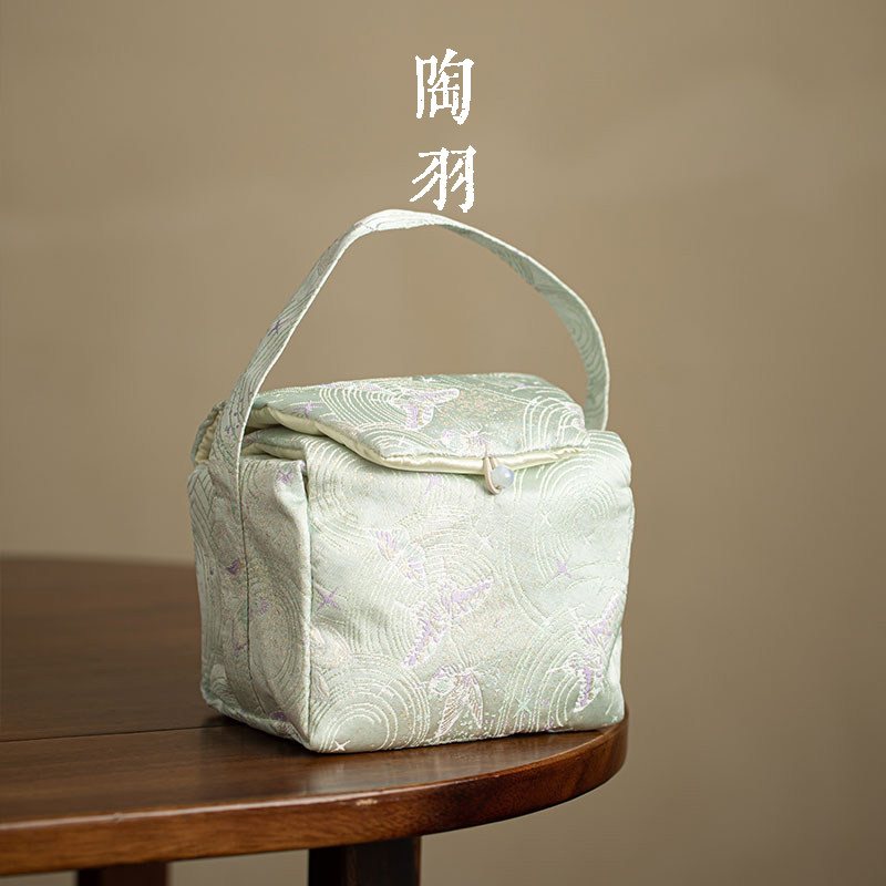 青澜蝶影茶具收纳包新中式便携功夫茶具茶包高档轻奢茶道配件
