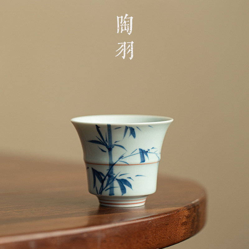 古青釉手绘竹节杯家用陶瓷茶杯单杯高档功夫茶具个人专用品茗杯,餐饮具,茶杯,淘宝优惠券,粉丝福利购,淘宝优惠卷