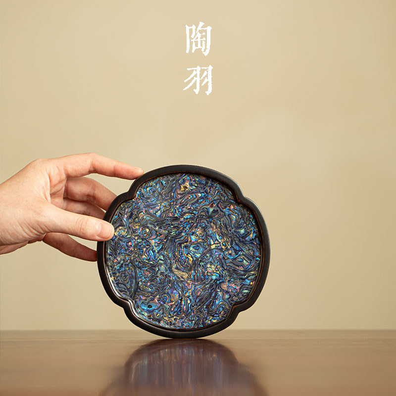 新中式螺钿流光海棠壶承高档家用竹制杯垫高档功夫茶具茶道配件