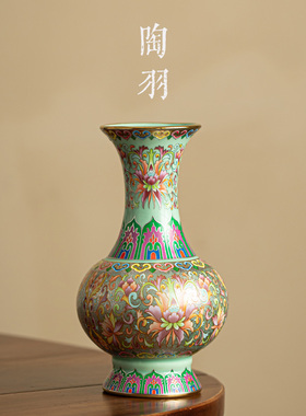 珐琅彩掐丝银陶瓷花瓶鲜花家用简约客厅干花插花家居装饰品摆件