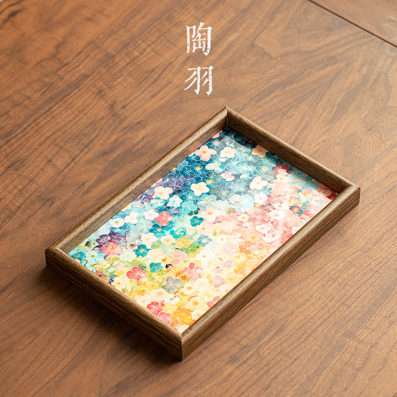 一路繁花四方托盘简约国风