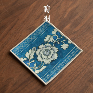 元青花皮质双面壶承垫防水干泡垫皮革茶壶垫中式隔热垫子茶道配件
