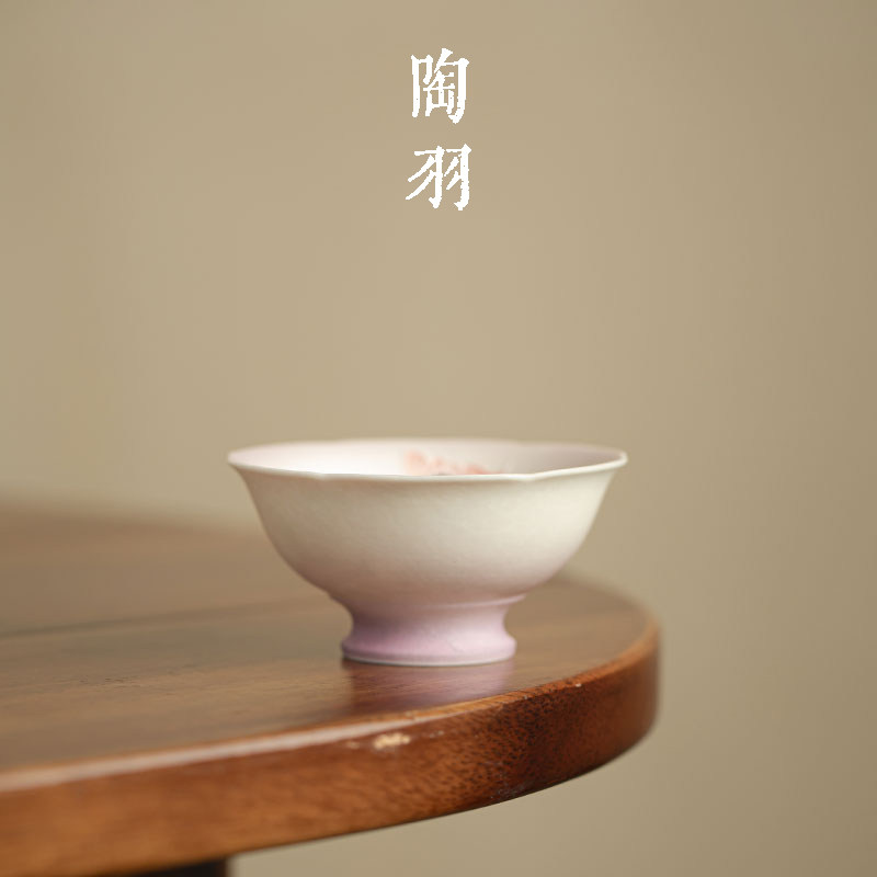 岩矿白菊韵蝶影花涟杯家用防烫陶瓷茶杯高档功夫茶具主人杯