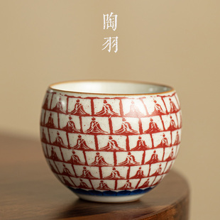 汝窑敦煌千佛主人杯陶瓷家用品茗杯功夫茶具个人专用龙蛋茶杯
