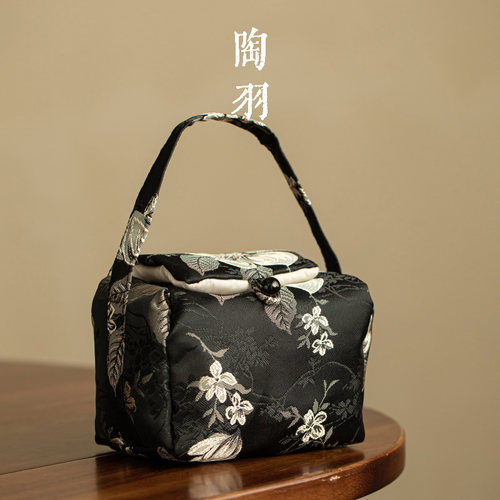 织锦栀子花翻盖一壶两杯手提便携