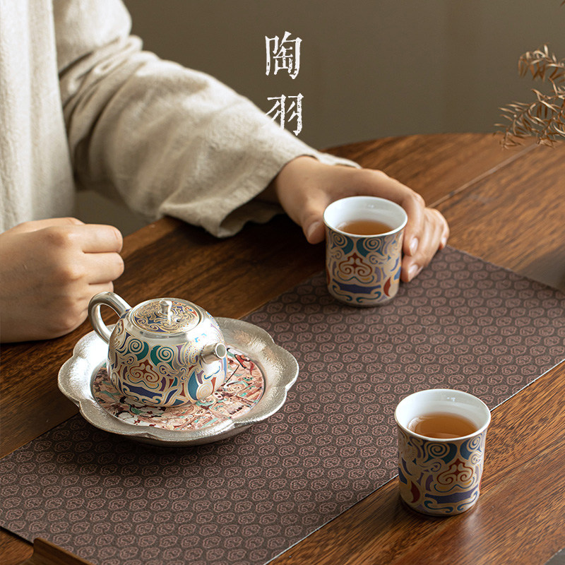 金银错鎏银敦煌陶瓷壶小套装复古泡茶壶茶杯高端功夫茶具元旦送礼