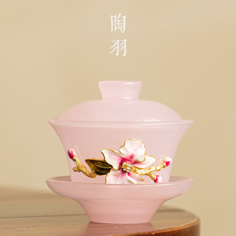 花语琉璃三才盖碗功夫茶具图片