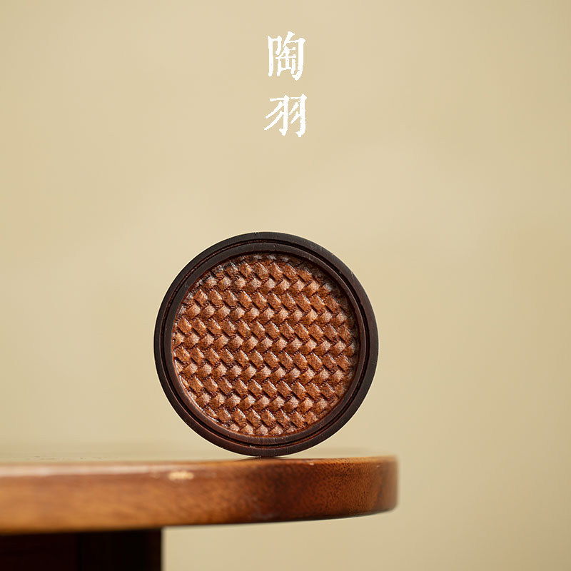 新中式仿编织竹制方形杯垫家用创意防烫茶杯垫高档功夫茶具配件