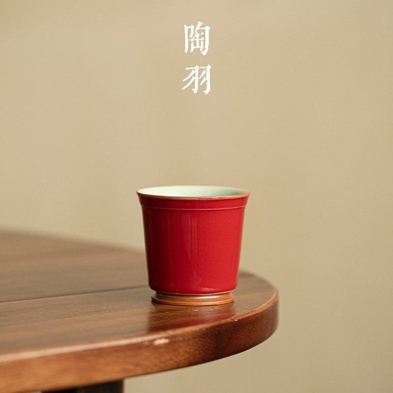 霁红冰绽品香杯家用大号陶瓷茶杯