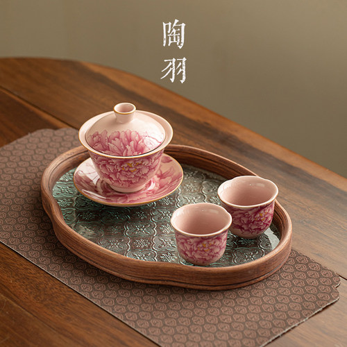 国色天香三才盖碗一壶两杯