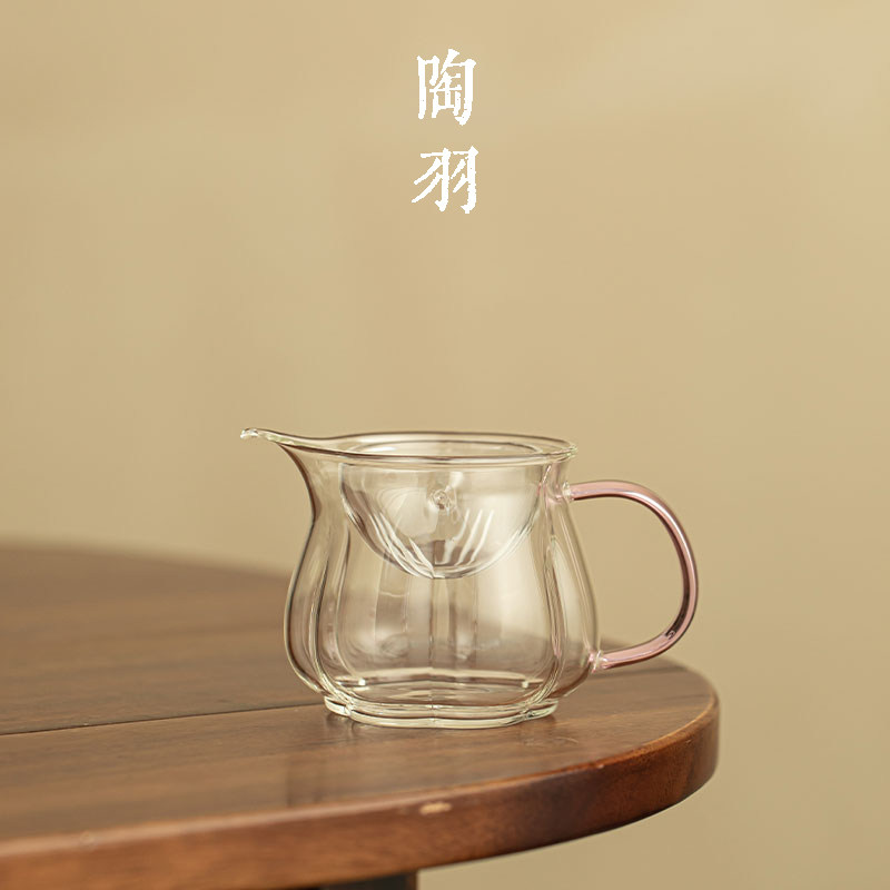 粉把转转泡逍遥公道杯家用耐热玻璃茶海公杯功夫茶具过滤分茶器