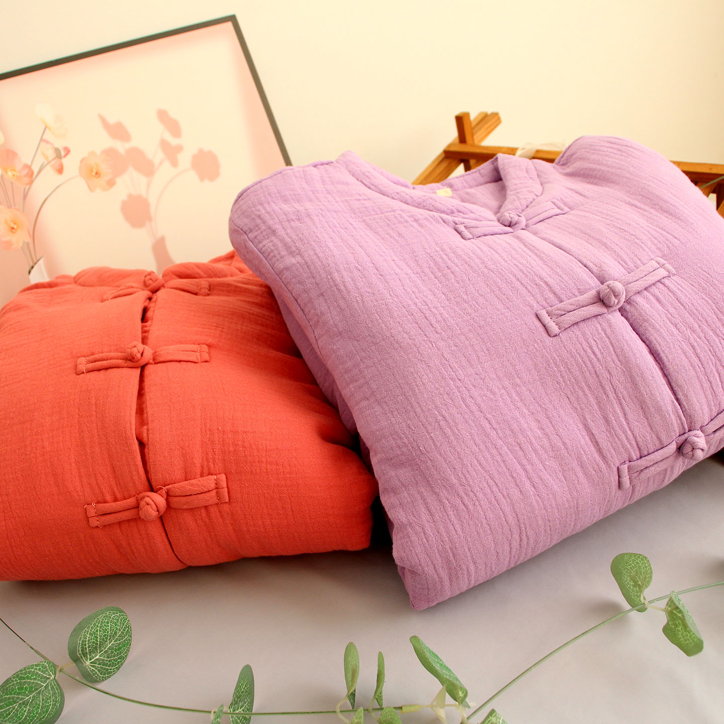 纯棉中式棉袄女冬季家居服夹棉