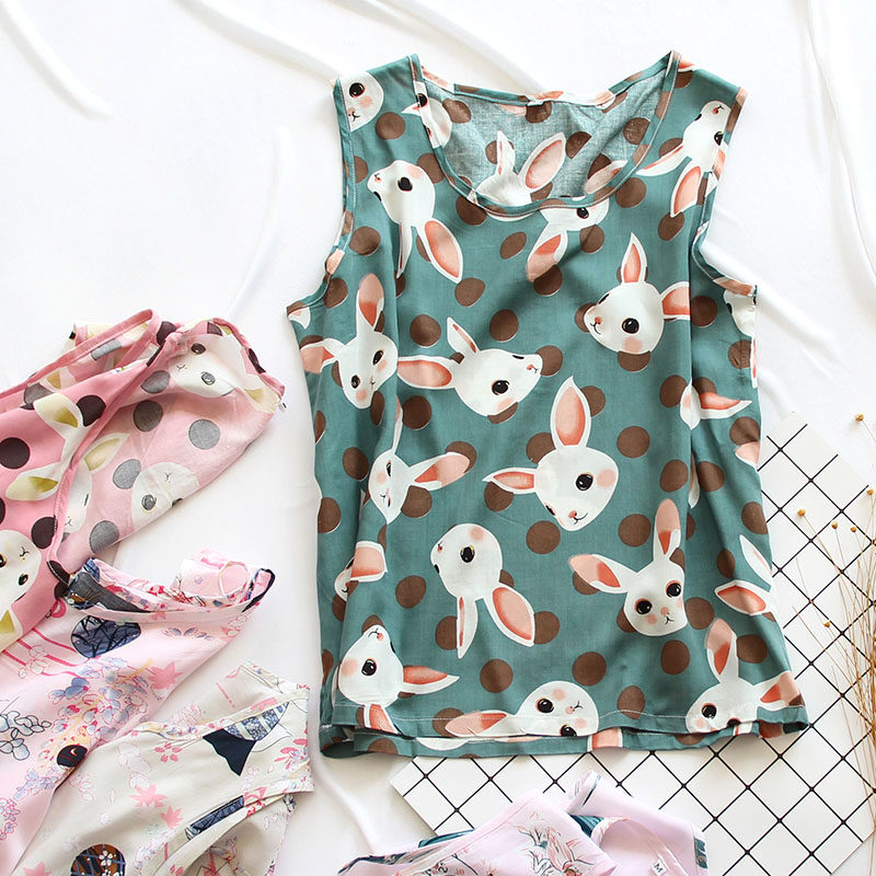 夏人造棉背心~薄夏季套头睡衣上衣单件女纯棉宽松家居服绵绸柔软|ruв категории Нижнее белье, пижамы. - от Buy2taobao.com для оказания профессиональной услуги покупки агента Taobao