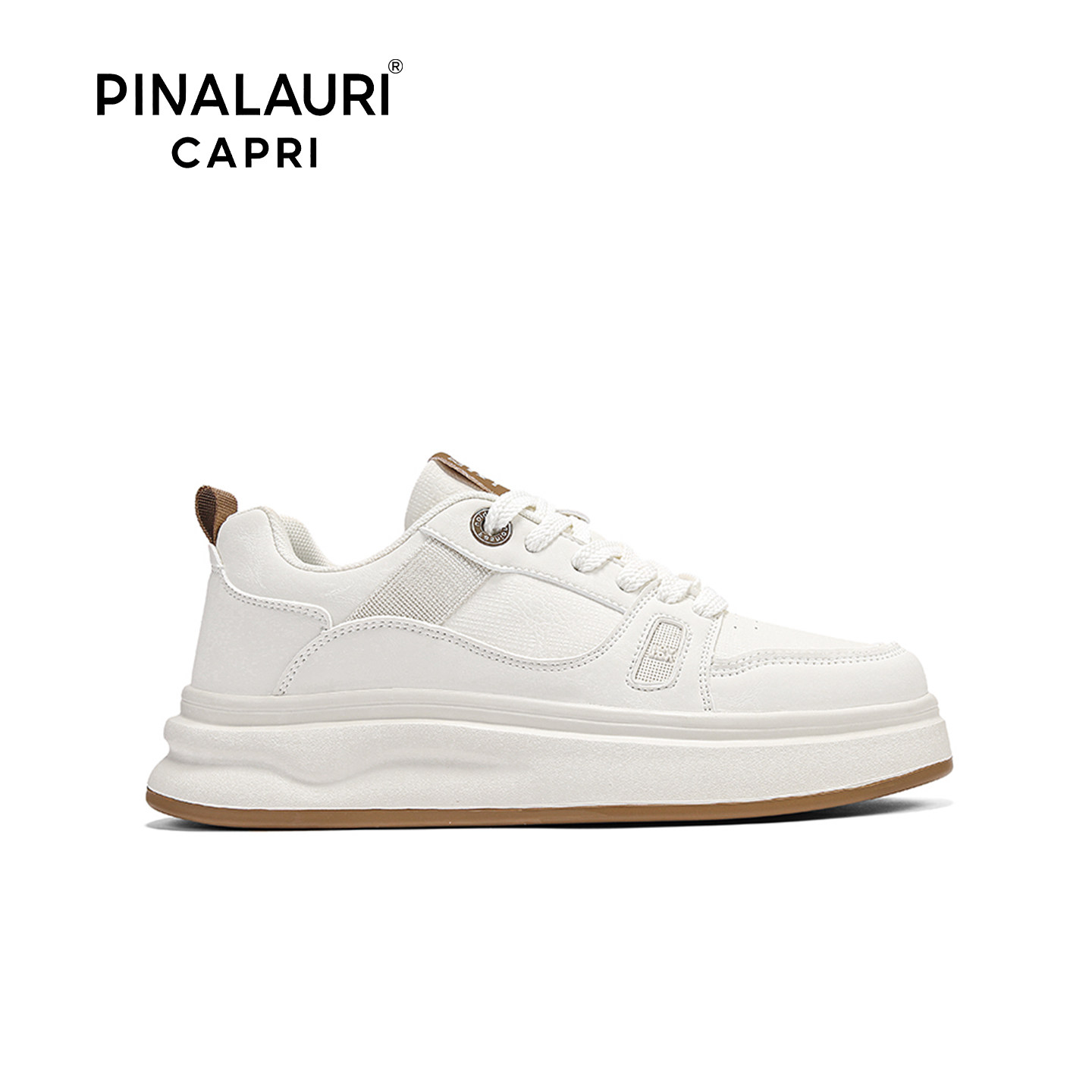 意大利PIALAURI CAPRI男士真皮休闲板鞋百搭透气小白鞋极简低帮鞋