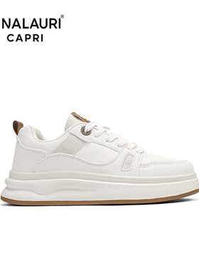 意大利PIALAURI CAPRI男士真皮休闲板鞋百搭透气小白鞋极简低帮鞋
