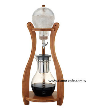 限时包邮Tiamo竹架冰酿玻璃冰滴咖啡壶滴漏冷萃茶壶10人份HG6333