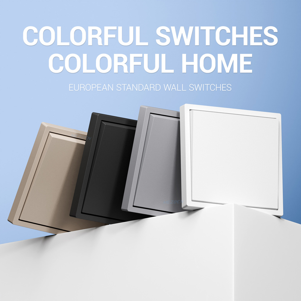 欧标一位开关Z系列PC大板80*80欧式开关插座一开单控双控墙壁开关