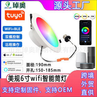 美规6寸wifi智能筒灯15W 20W高亮 涂鸦智能调光调色远程控制