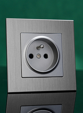 欧标欧规插座法插铝拉丝面板插座法插250V 16A wall socket ce