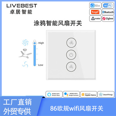 涂鸦智能风扇开关wifi欧规86黑色