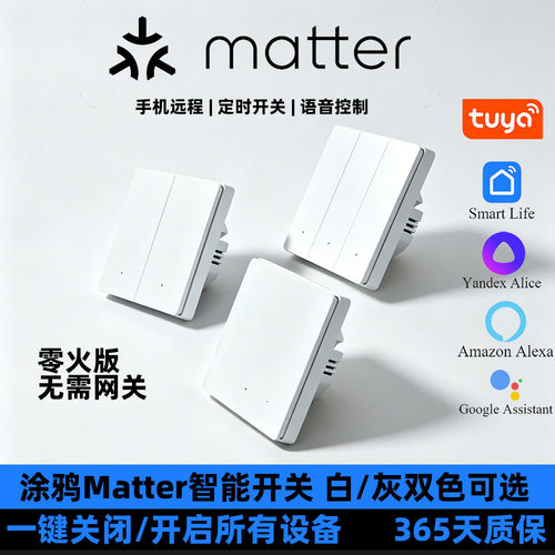 Matter智能墙壁开关定时开关遥控器零火款远程控制智能家居Alexa