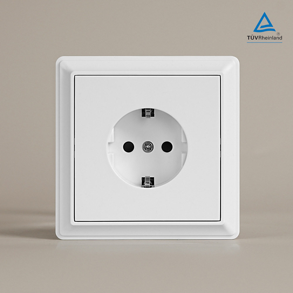 白色黑色欧标PC大板面板德插16A墙壁插座TUV认证欧规德国插座