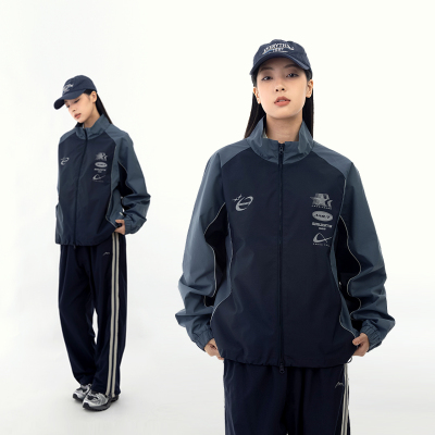 男女春季休闲撞色夹克外套运动风