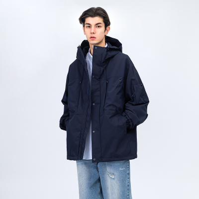 防风防水工装连帽冲锋衣男