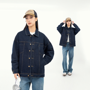 MANNSTU  2025春季上新日系复古纯色牛仔夹克女 休闲宽松中性外套
