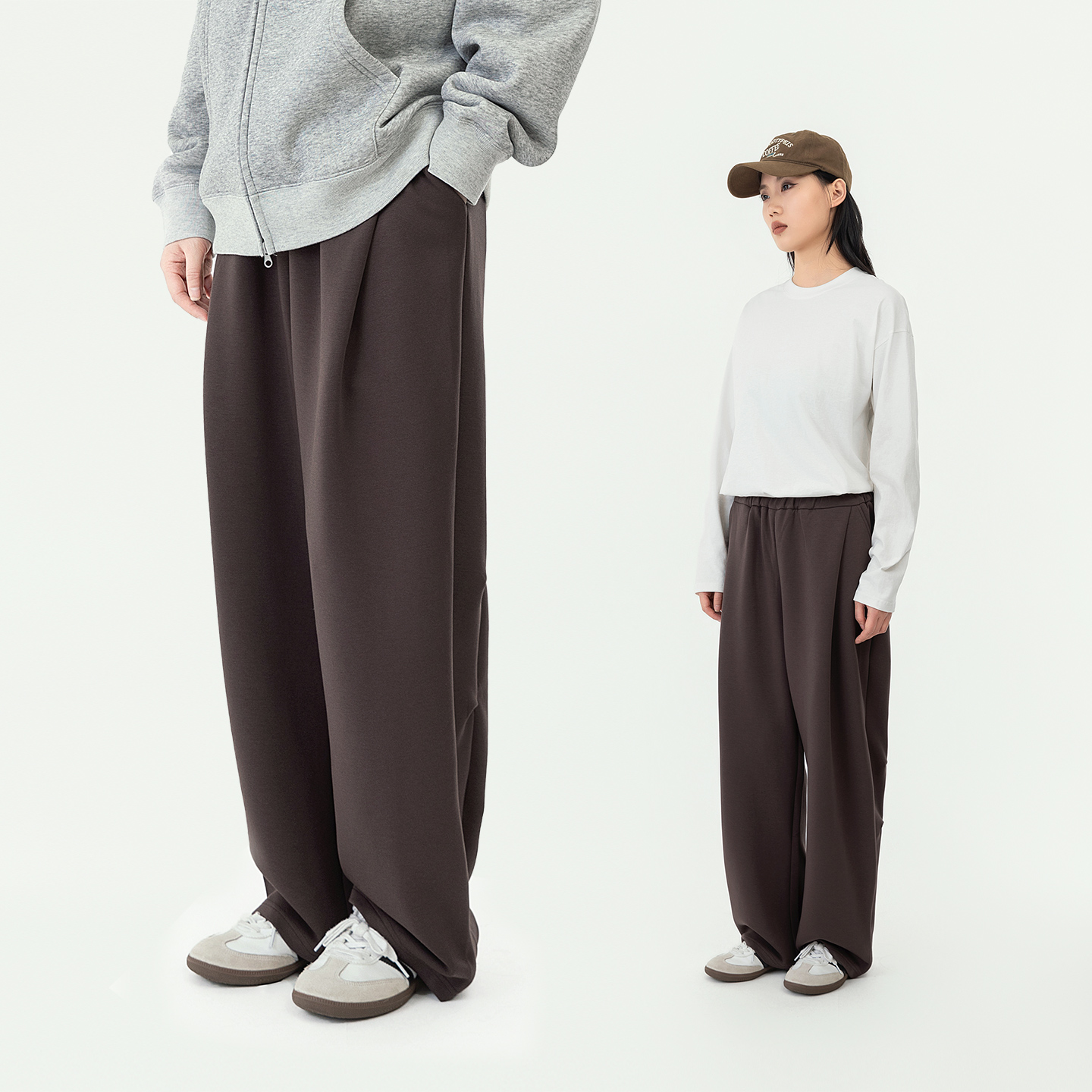 MANNSTU 2025秋冬透气垂感弹力长卫裤女宽松休闲廓形褶皱裤子男