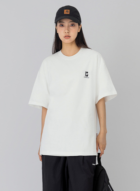 MANNSTU 夏季休闲260g圆领短袖T恤男女同款情侣装纯棉半袖T恤上衣