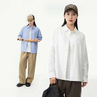 男女同款 2026年春季 衬衫 通勤简约本白牛津纺长袖 情侣纯棉衬衣 新品
