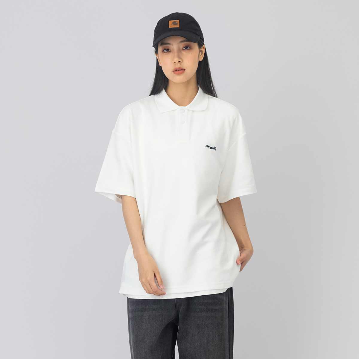 日系潮流翻领短袖T恤POLO衫女
