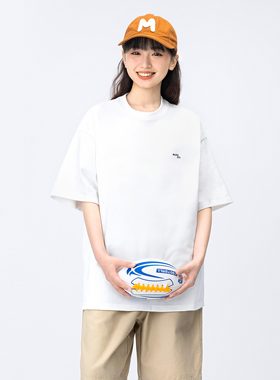 Mannstu 夏季日系圆领短袖T恤女情侣中性风纯色打底衫体恤上衣男