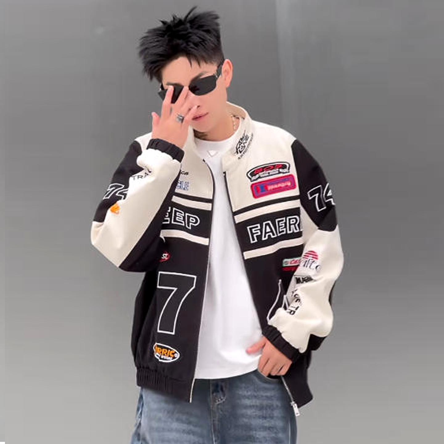 2026年冬季美式机车服男女重工74字母刺绣薄棉服夹克外套二棉衣